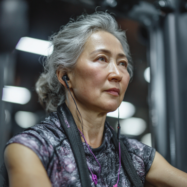 Активные пожилые люди занимаются фитнесом